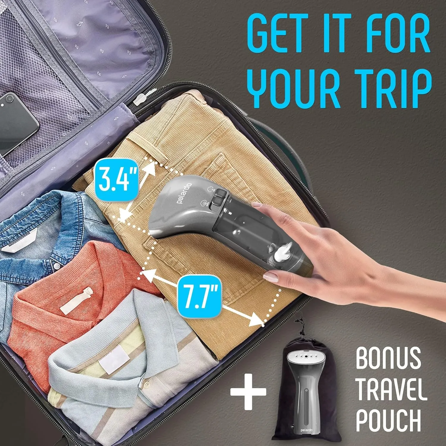 Best Steamer for Clothes, Hand Held Portable Travel Garment Steamer, Metal Steam Head, 25s Heat Up, Pump System, Mini Size, Handheld Steamer for Any Fabrics, No Water Spitting (120, Volts)