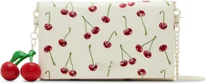 Betsey Johnson Cherry On Top Wallet Crossbody, Cream