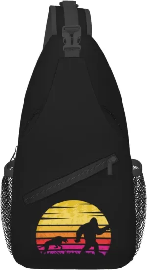 Bigfoot And Leopards Crossbody Bags For Women Men Chest Backpack Gym Shoulder Bag Travel Outdoor Sports Casual Crossbody Bags