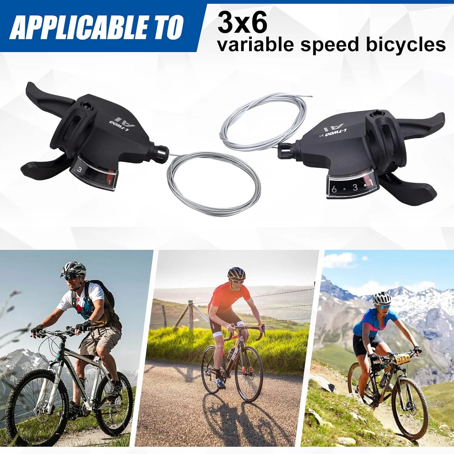 Bike Shifter Lever 18 Speeds 3X6 Thumb Gear Shift Lever for Mountain Bicycle