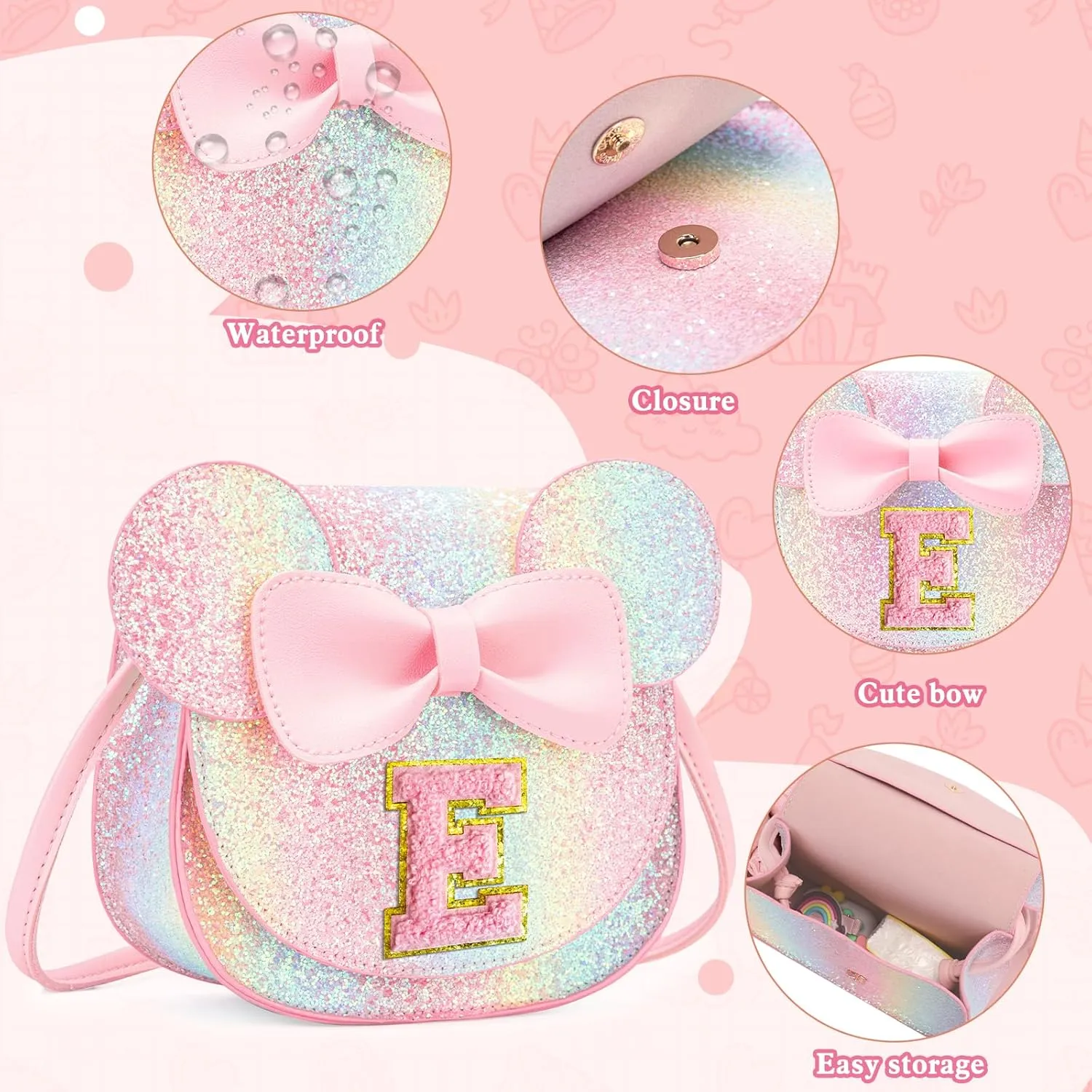 Birthday Gifts for 3 4 5 6 7 8 Year old Girl Initial Toddler Girls Purse Kids Purse for Girls Toddler Girl Gifts Stuff