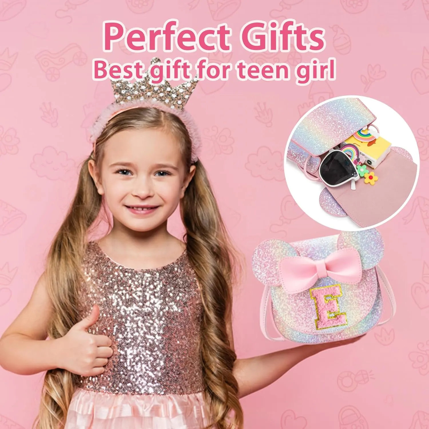 Birthday Gifts for 3 4 5 6 7 8 Year old Girl Initial Toddler Girls Purse Kids Purse for Girls Toddler Girl Gifts Stuff