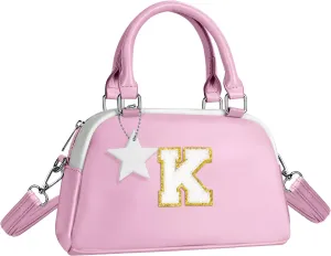 Birthday Gifts for 4 5 6 7 8 9 10 11 12, Girls Purse Kids Handle Bag, Crossbody Bags for Girl Preteens Teens, Initial bag for makeup kits, kids girls gift, Handbag-baby pink-K