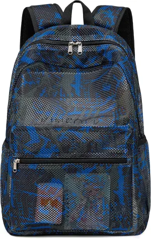 Bluboon Mesh Backpack for Girls Kids Semi-Transparent School Bookbag See Through Beach Bag Daypack