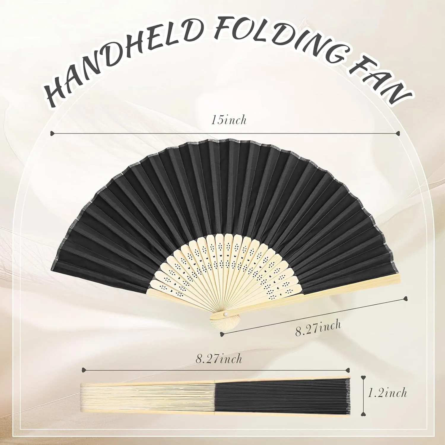 Blulu 40 Pcs Folding Hand Fans for Line Dancing Bulk Silk Bamboo Popping Clapping Fans for Line Dancing Boots On The Ground for Women Foldable Summer Beach Wedding Gifts (Black White)