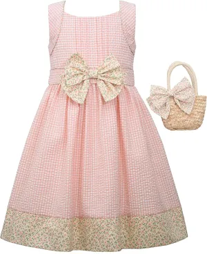 Bonnie Jean Easter Dress Spring Floral Dress with Basket Purse for Toddler and Little Girls