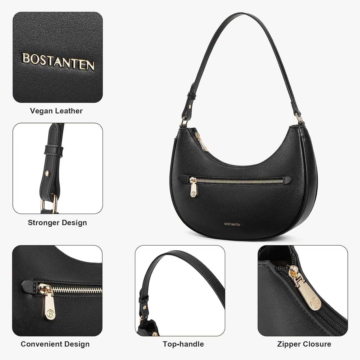 BOSTANTEN Small Purses for Women Trendy Cresent Shoulder Bag Hobo Handbags
