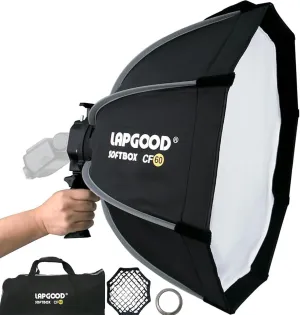 Bowens Mount Softbox 24''/60CM Handheld Quick Set-up, S-Type Bracket Compatible with Godox Canon Sony Fuji YongNuo Flash AD200PRO V1 TT600 V860III 430EXIII SB500 YN320EX YN560