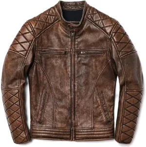Boys New Cool Design Genuine Leather Jacket Mens Biker Rider New Zip-Up Design Elegant Design Leather Jacket