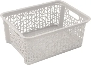 BranQ - Home essential Universal, multifunctional, creatable storage basket in bamboo design, BPA-free plastic, size M - 5.4 litres, 1 piece.