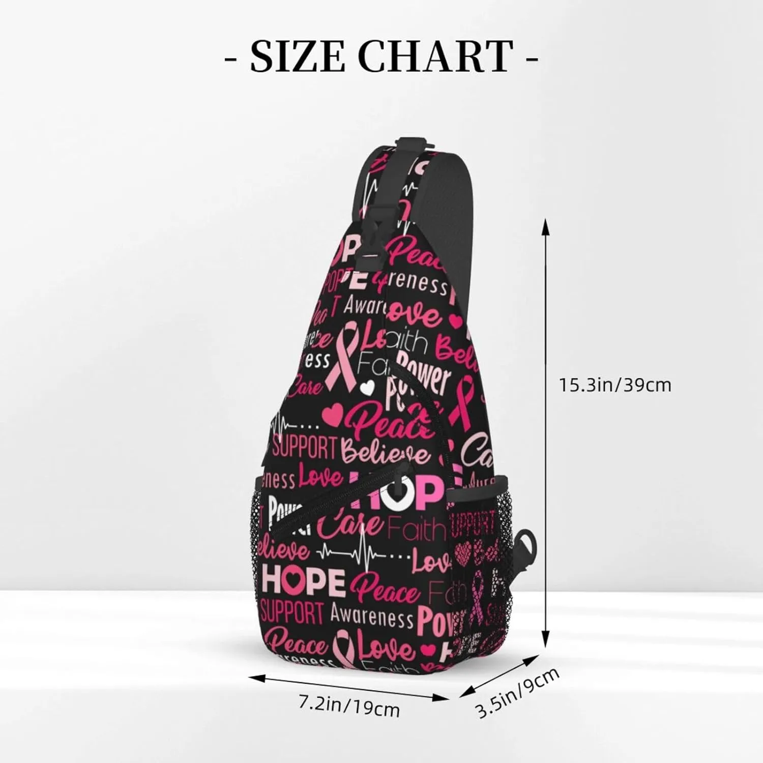 Breast Cancer Awareness Sling Bag for women,Multipurpose Crossbody Chest Bag Sports Sling Bag for Hiking Travel