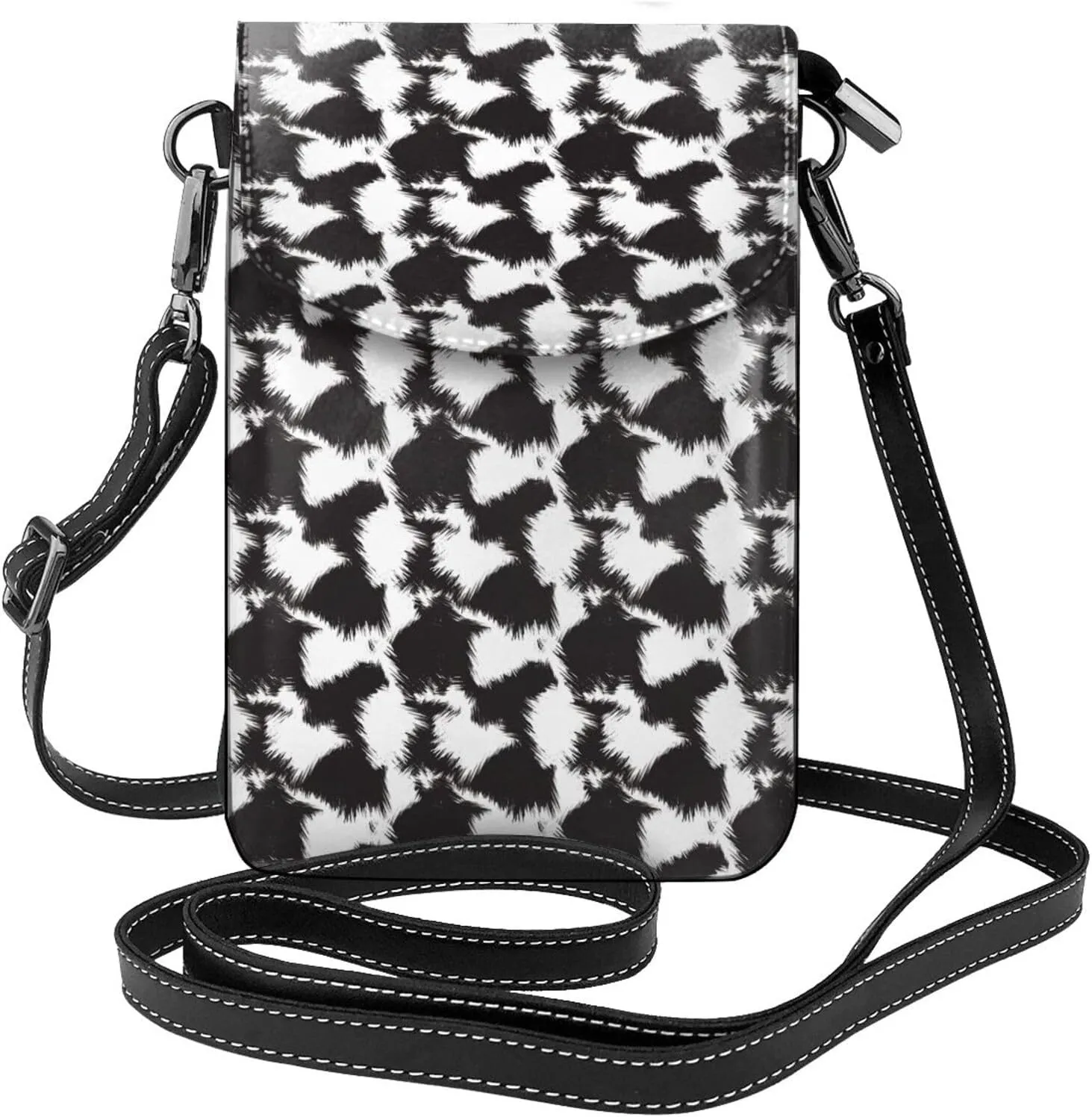 Brush Stroke Camouflage Print Small Crossbody Bags for Women Leather Cell Phone Purses Mini Leather Shoulder Handbag Adjustable Strap