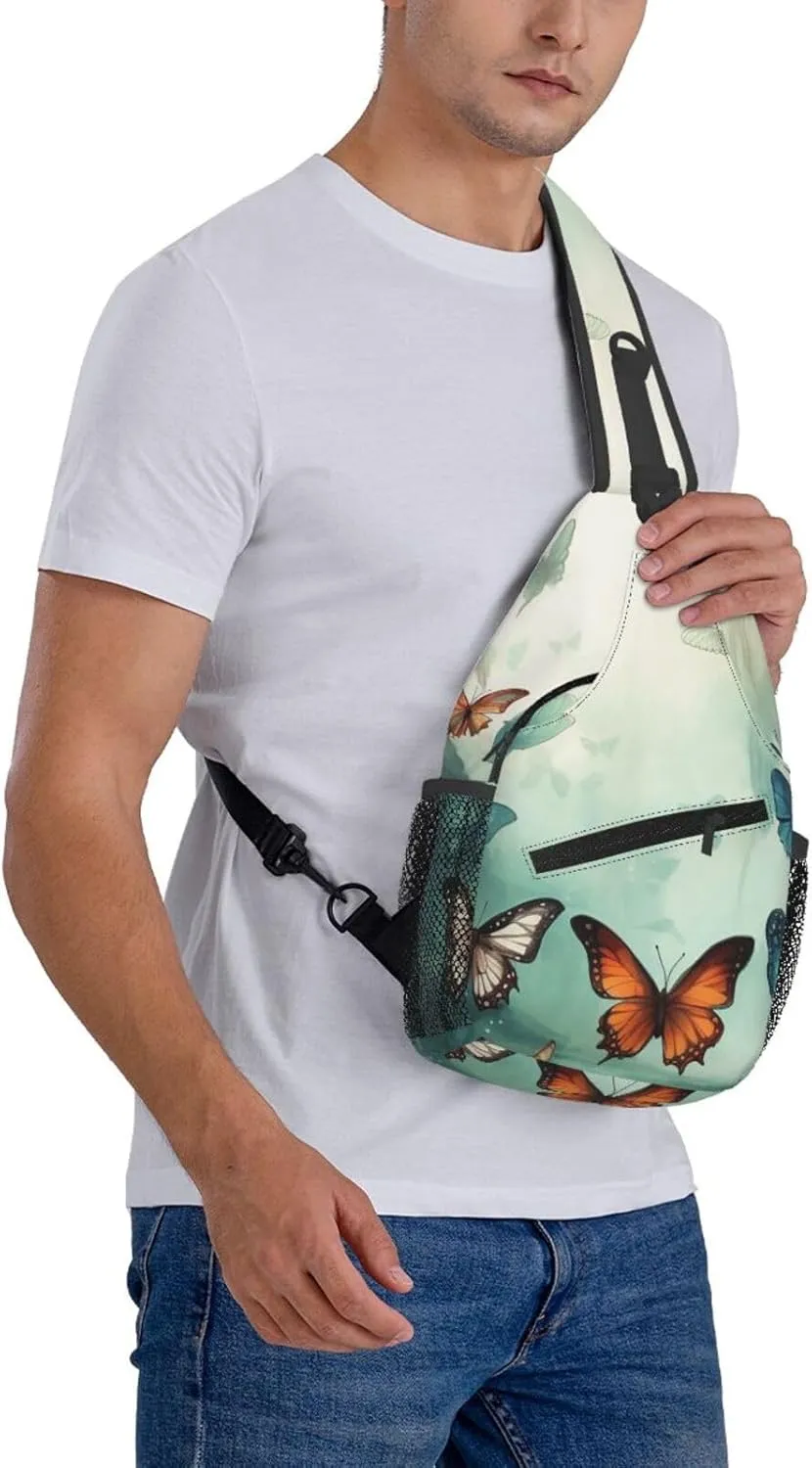 Butterflies Sling Bag Backpack For Men Cross Chest Bag Crossbody Shoulder Bag Travel Hiking Daypack