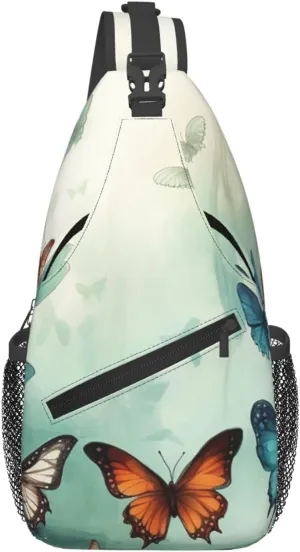 Butterflies Sling Bag Backpack For Men Cross Chest Bag Crossbody Shoulder Bag Travel Hiking Daypack