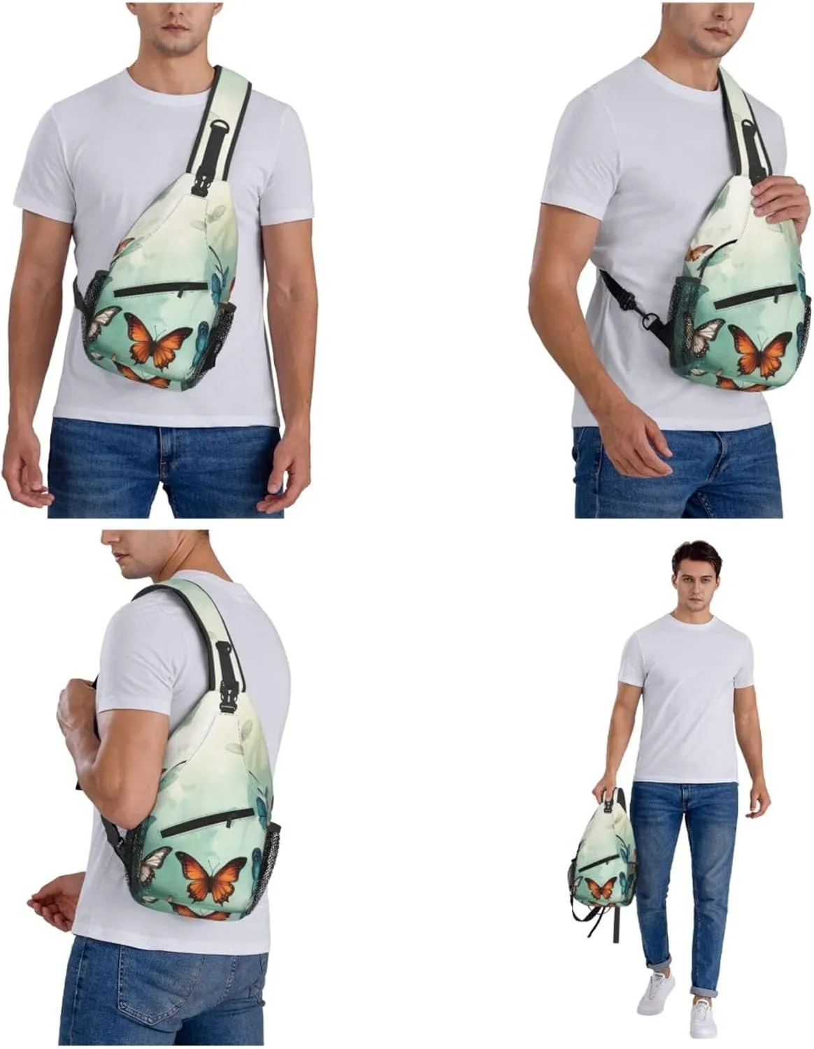 Butterflies Sling Bag Backpack For Men Cross Chest Bag Crossbody Shoulder Bag Travel Hiking Daypack