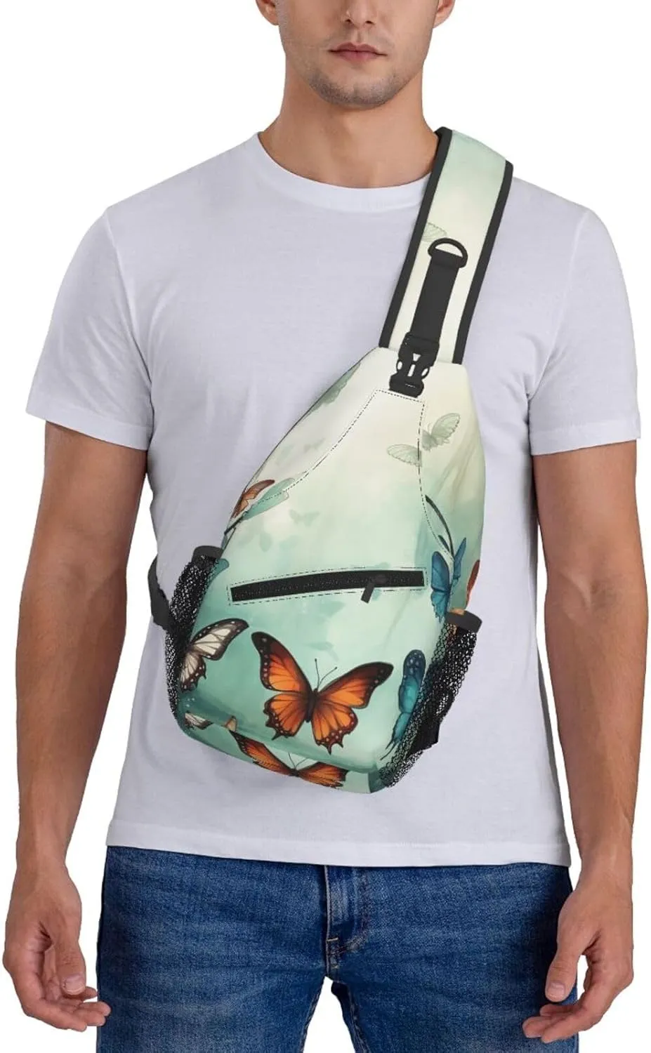 Butterflies Sling Bag Backpack For Men Cross Chest Bag Crossbody Shoulder Bag Travel Hiking Daypack