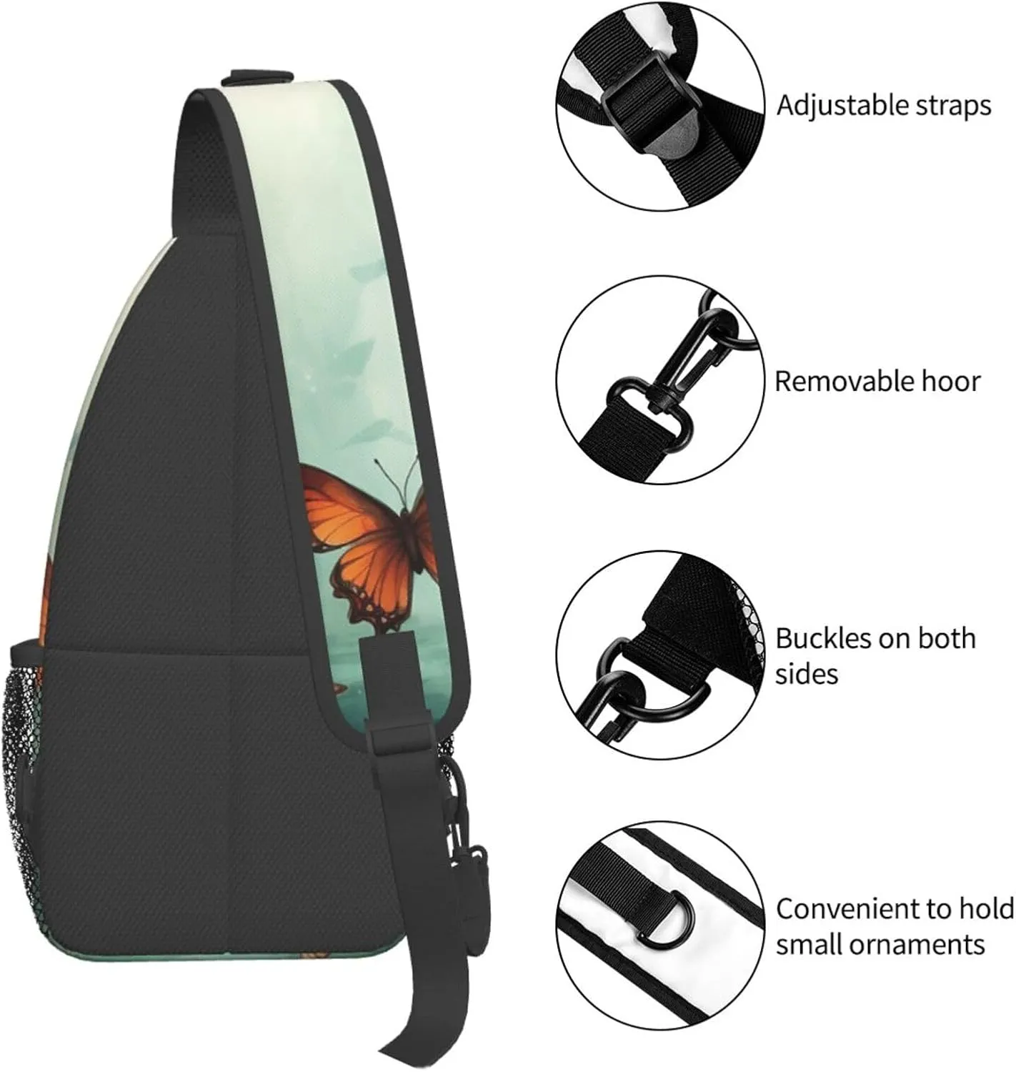 Butterflies Sling Bag Backpack For Men Cross Chest Bag Crossbody Shoulder Bag Travel Hiking Daypack