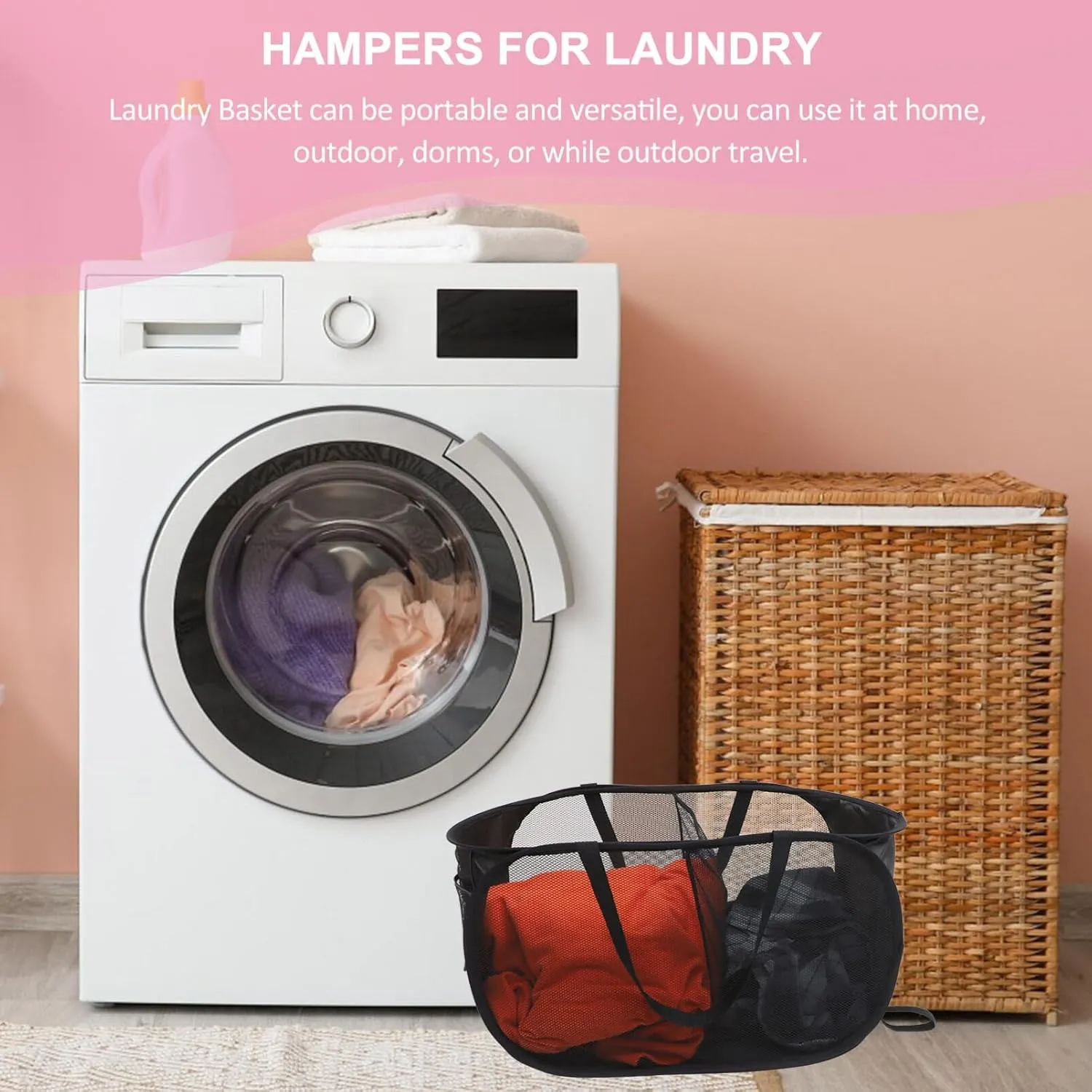 Cabilock Foldable Laundry Basket Laundry Hamper Storage Basket Foldable Hamper Dirty Clothes Basket Clothes Hamper Large Basket Laundry Bag Handle Hamper Laundry Basket Net Child Mesh