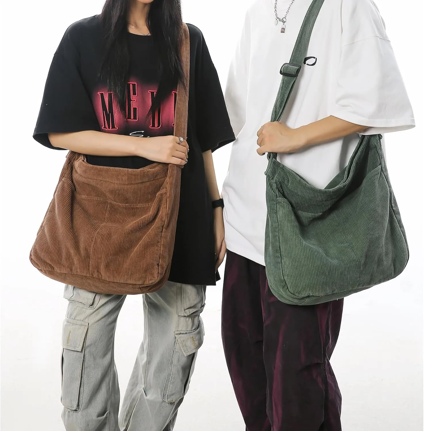 Canvas Tote Bag Casual Hobo Crossbody Shoulder Bag for Women and Men Large Purse Messenger Bag Travel Work