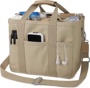 Canvas Tote Bag for Women Crossbody Tote Bag with Multi Pockets Casual Shoulder Bag Top Handle Handbag with Compartments