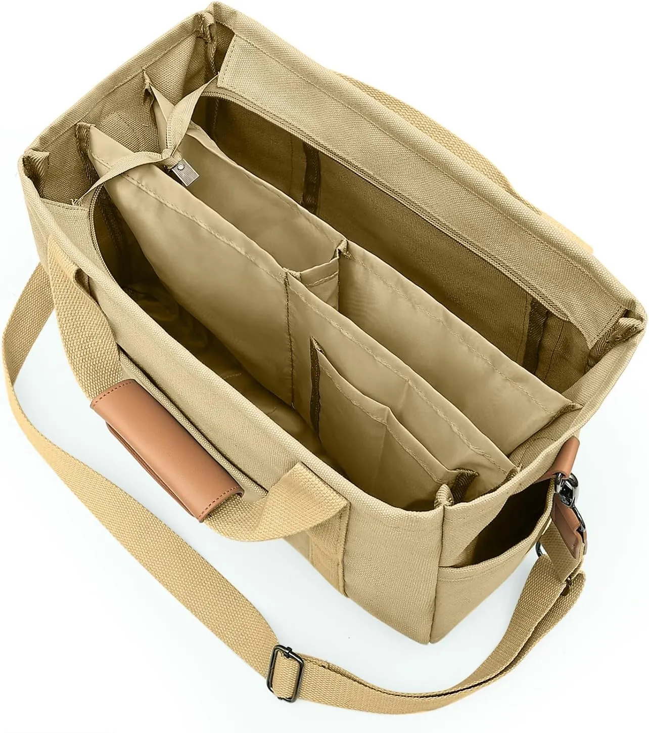 Canvas Tote Bag with Multiple Pockets for Women, Cute Crossbody Shoulder Bag Casual Hobo Messenger Purse Handbag