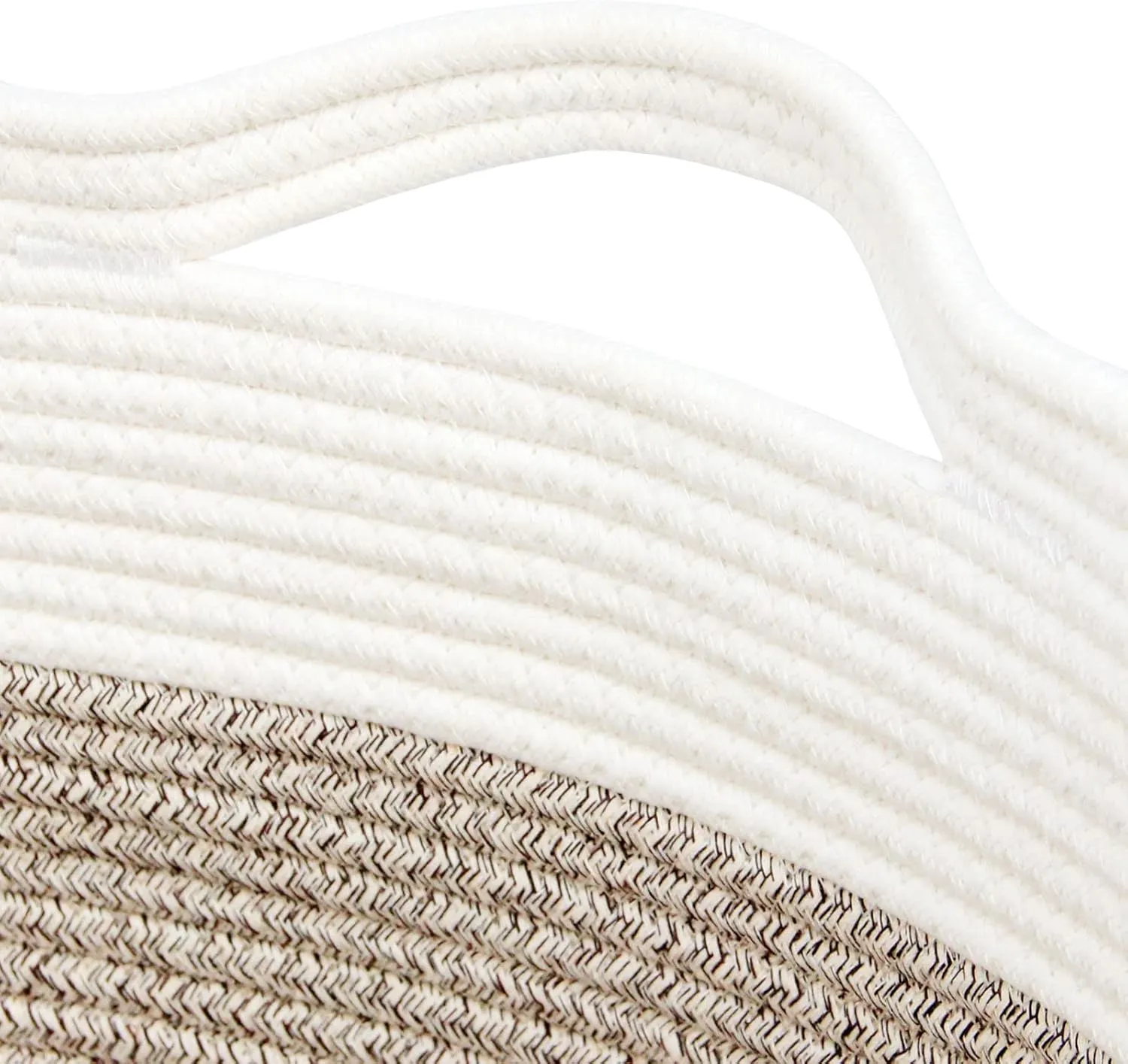 Casaphoria XXXLarge Cotton Rope Basket for Living Room - Woven Storage Basket with Handle for Blankets, Towels and Pillows Laundry Hamper | Cream white and Brown (22" x 22" x 14")