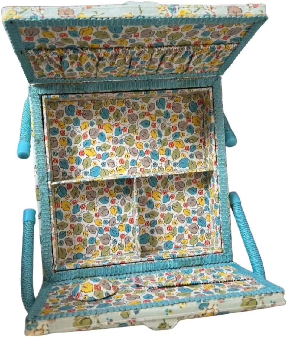 Cath Kidston Blue Ditsy Floral Hamper Style Sewing Box