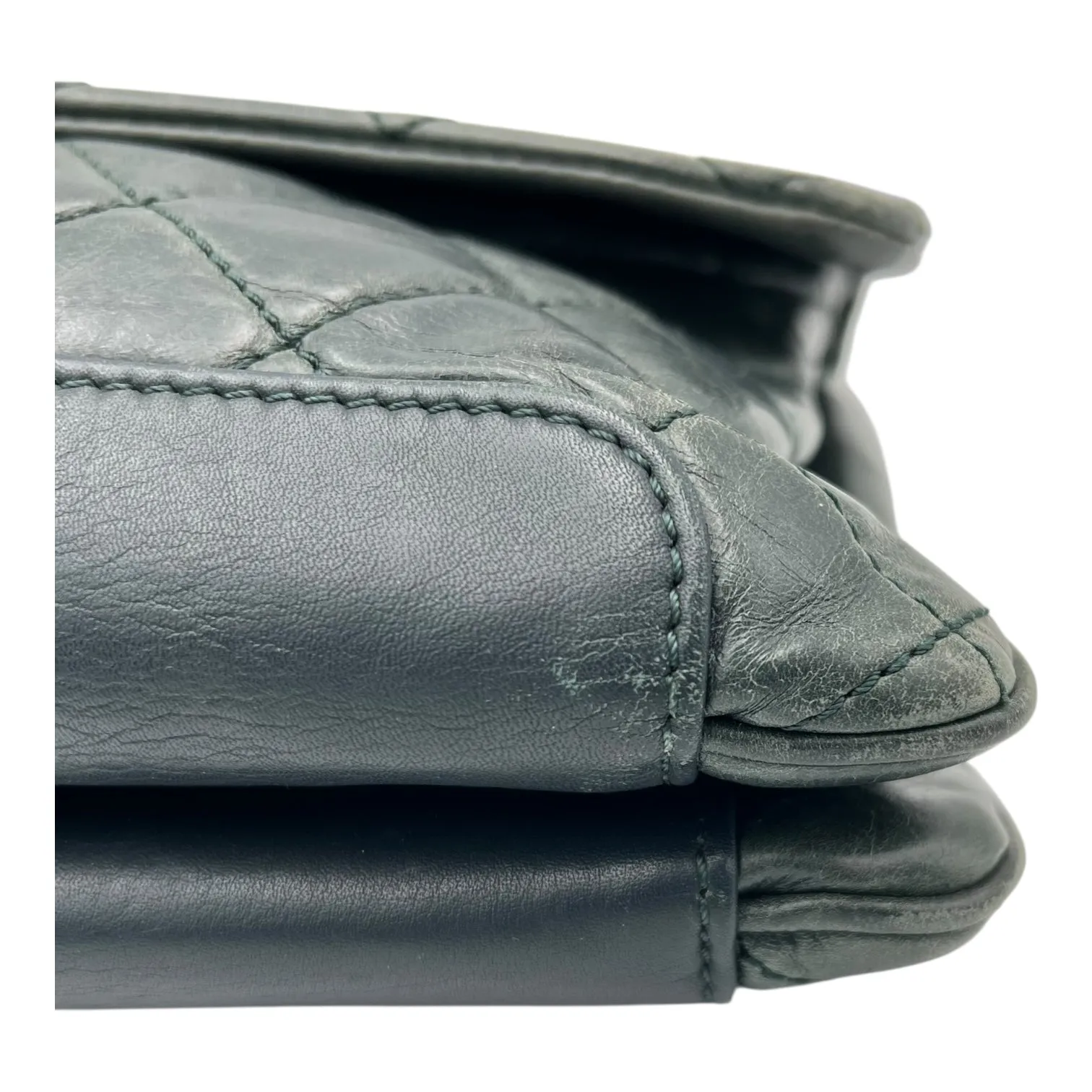 CC Crossbody Bag Green in Calfskin, Ruthenium hardware