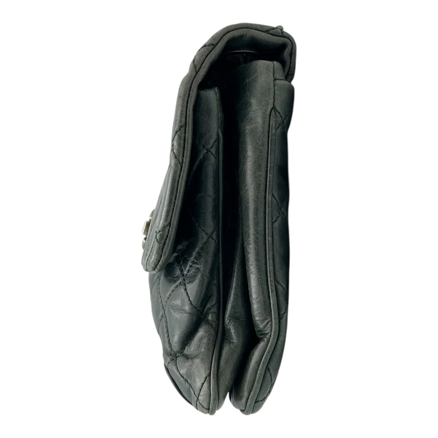 CC Crossbody Bag Green in Calfskin, Ruthenium hardware