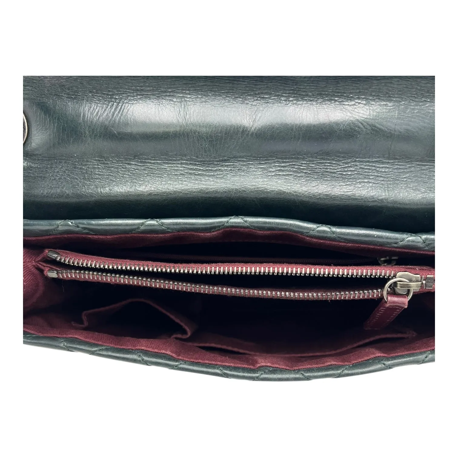 CC Crossbody Bag Green in Calfskin, Ruthenium hardware