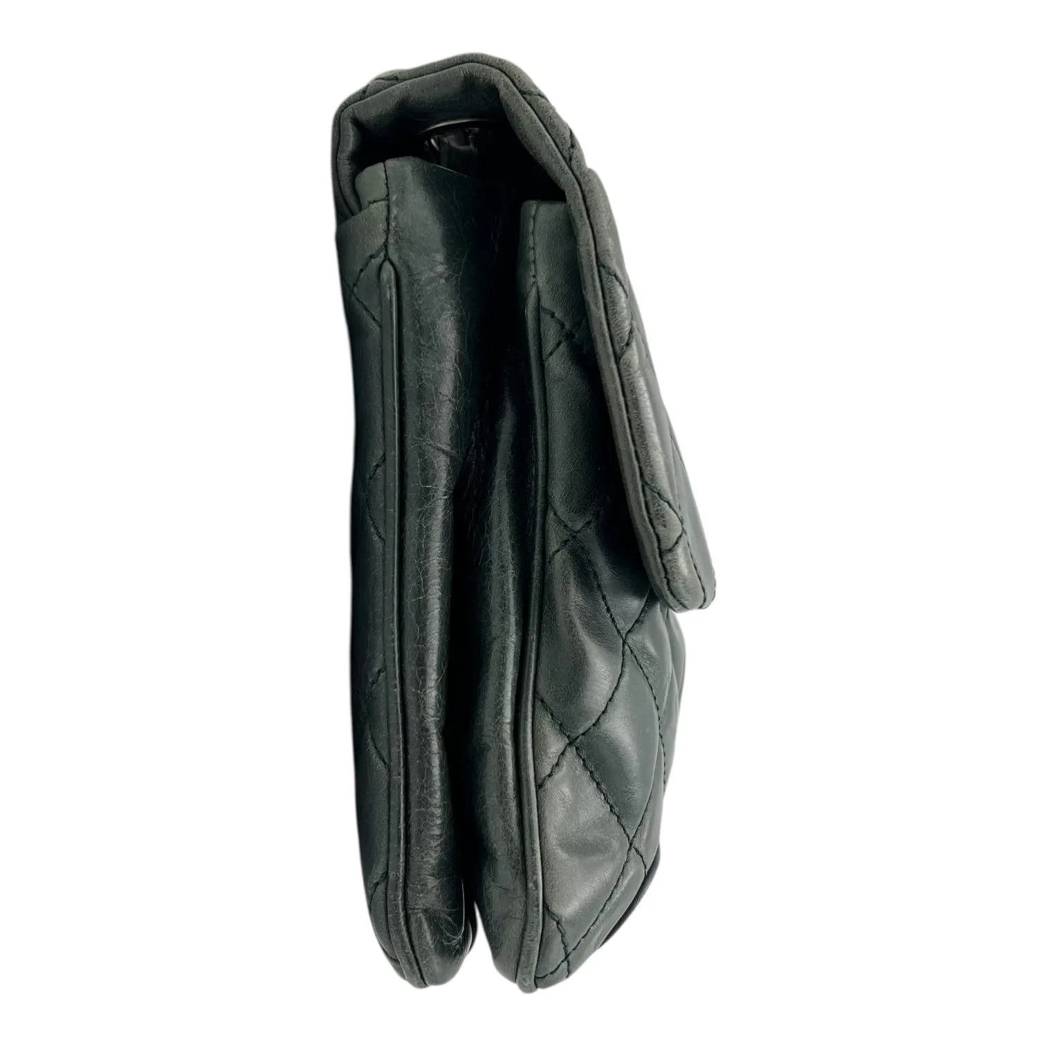 CC Crossbody Bag Green in Calfskin, Ruthenium hardware