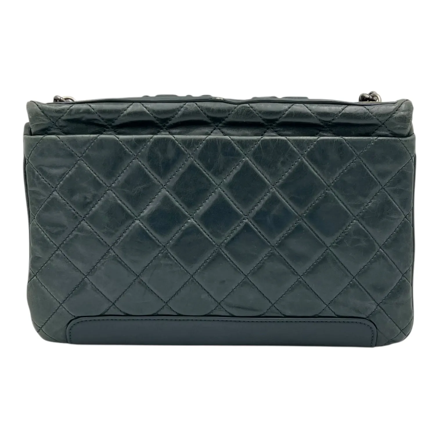 CC Crossbody Bag Green in Calfskin, Ruthenium hardware