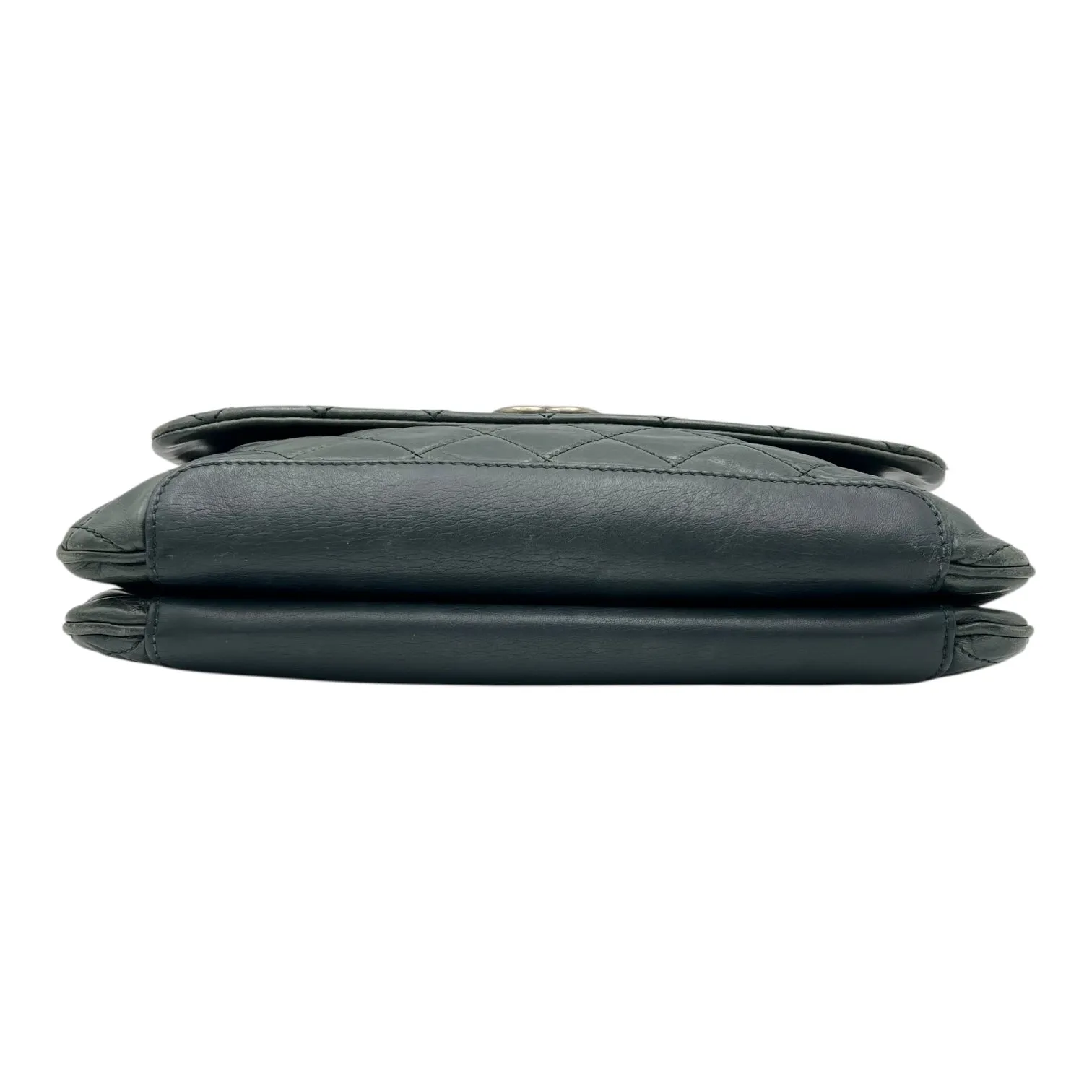 CC Crossbody Bag Green in Calfskin, Ruthenium hardware