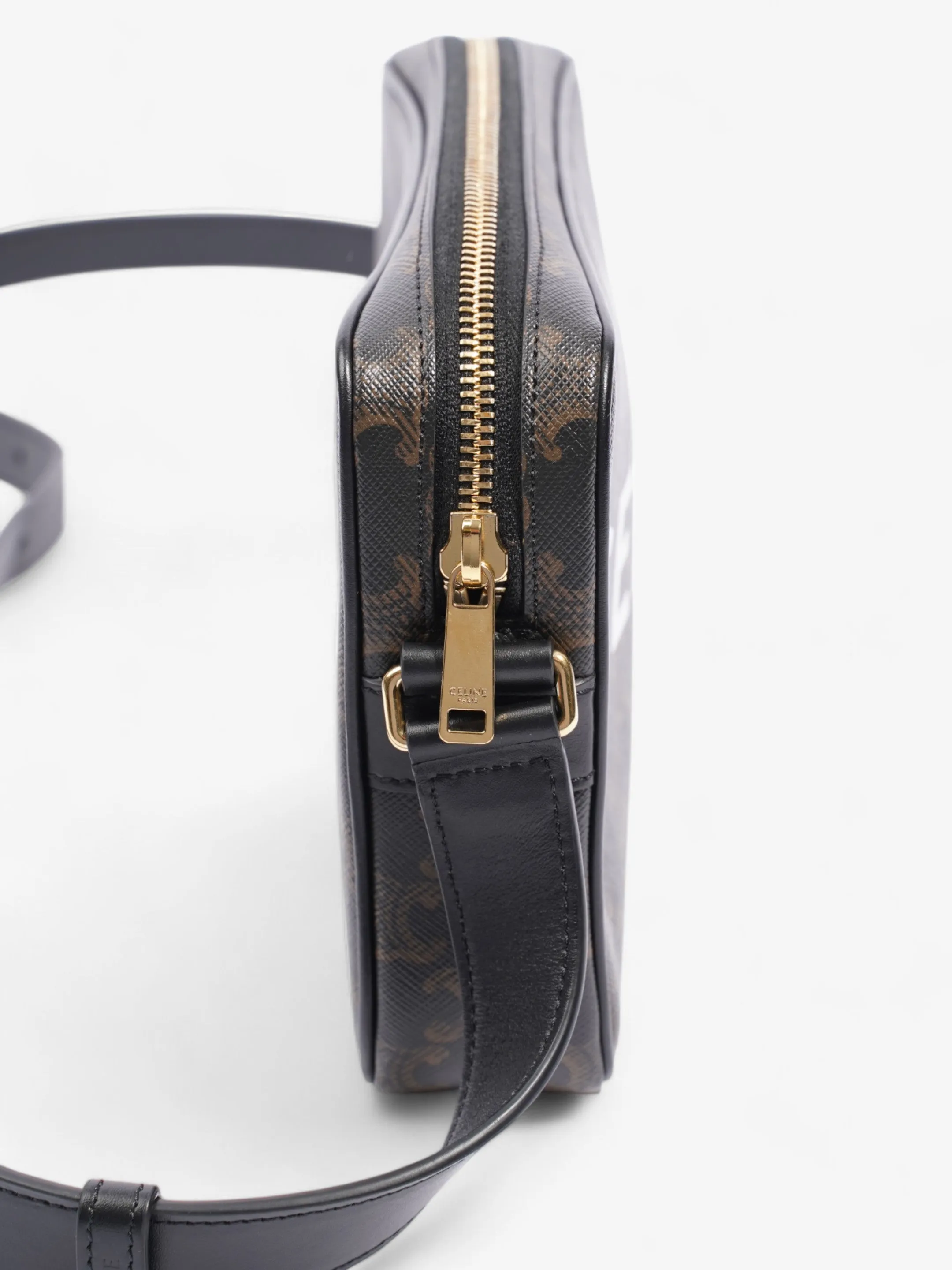 Celine Triomphe Messenger Bag Black / Brown Canvas Medium