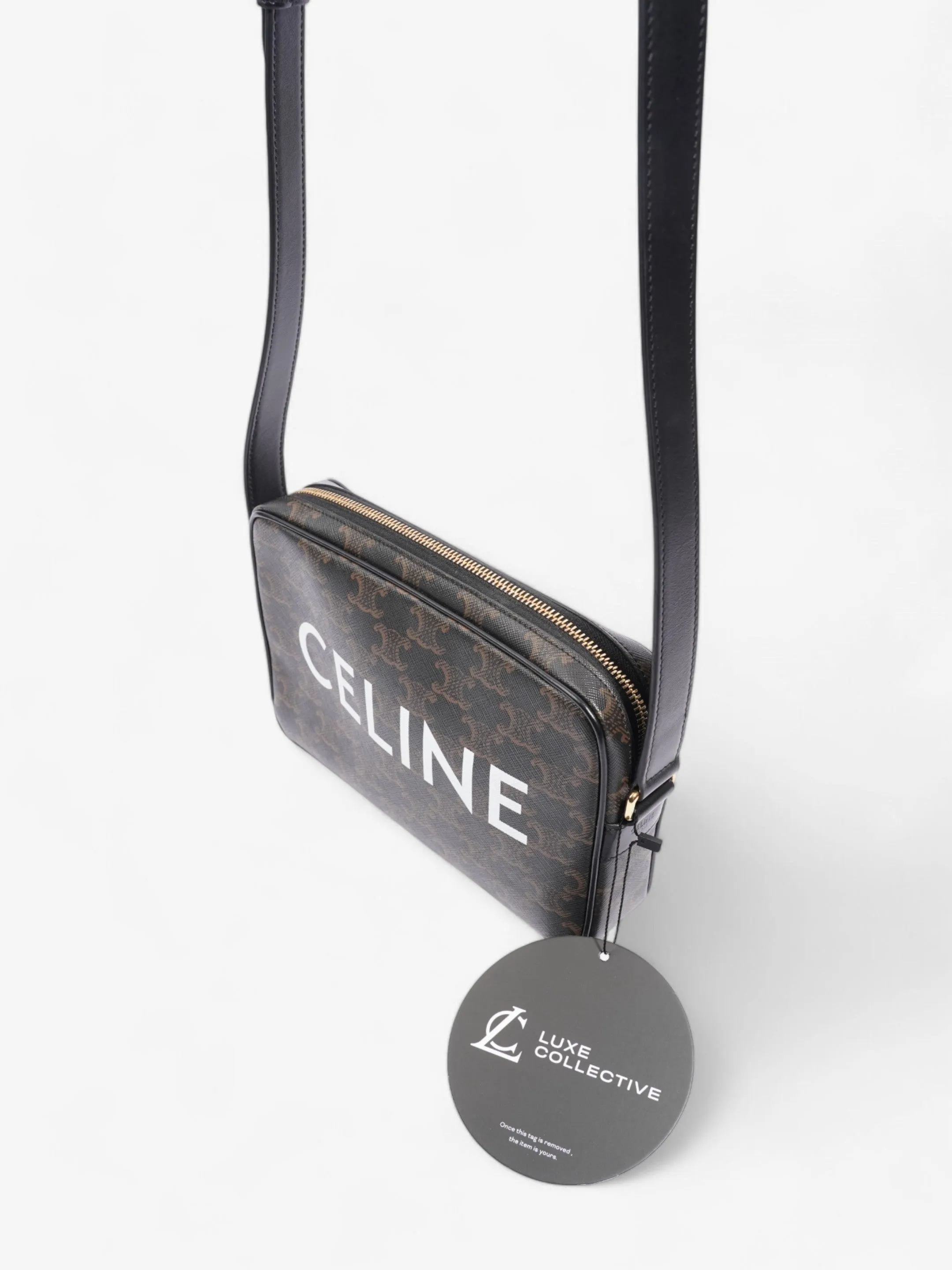Celine Triomphe Messenger Bag Black / Brown Canvas Medium