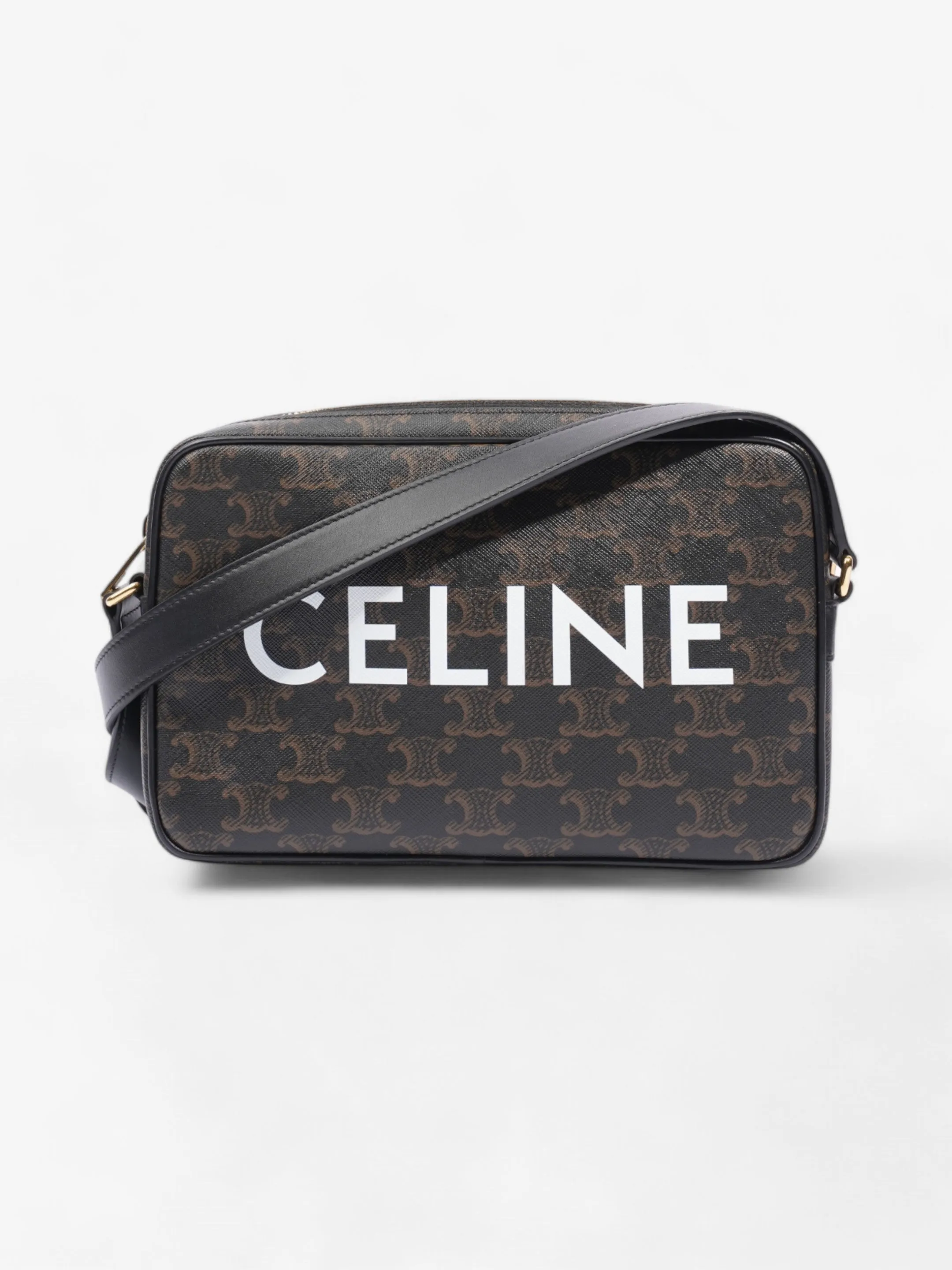 Celine Triomphe Messenger Bag Black / Brown Canvas Medium