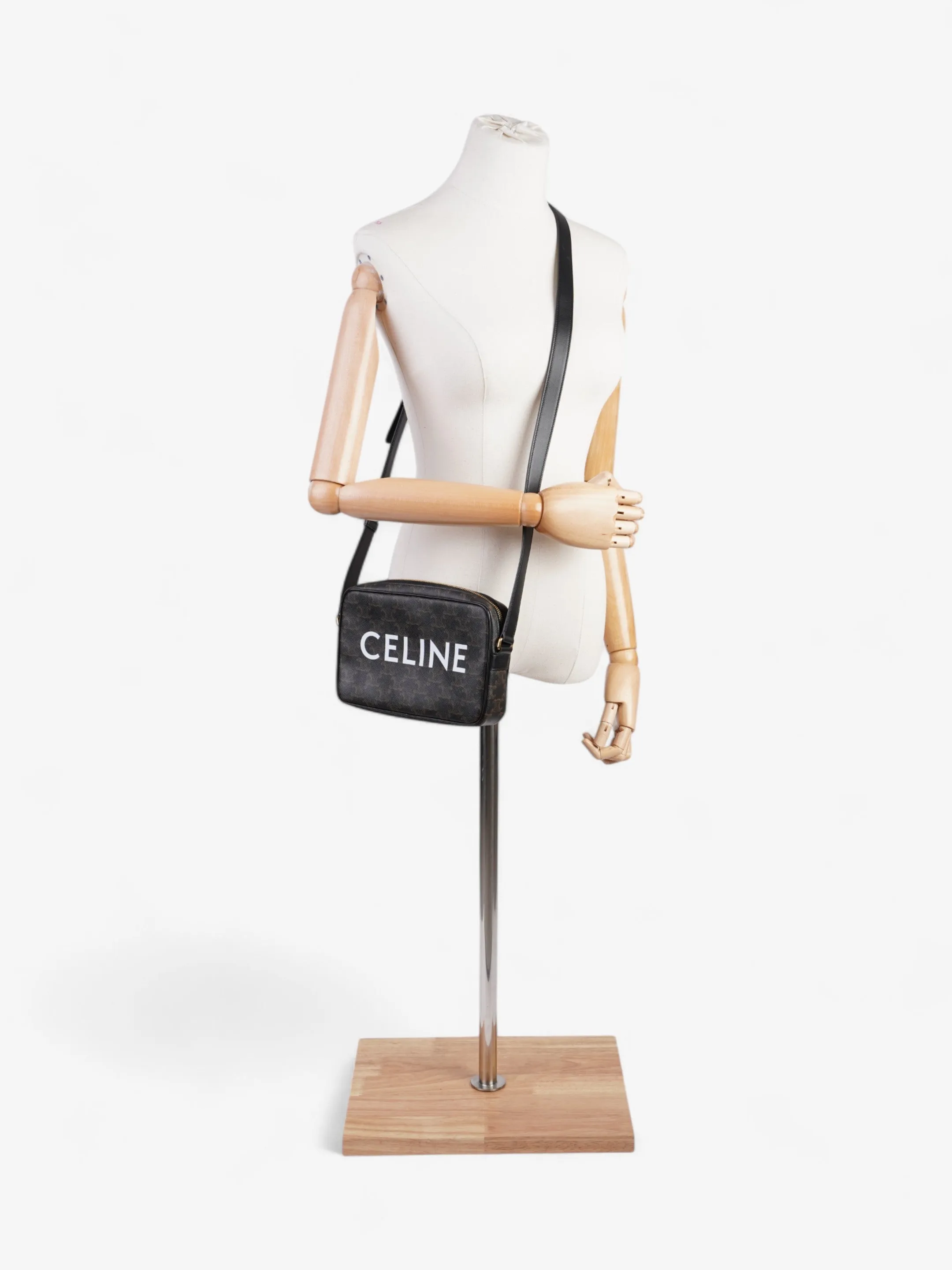 Celine Triomphe Messenger Bag Black / Brown Canvas Medium