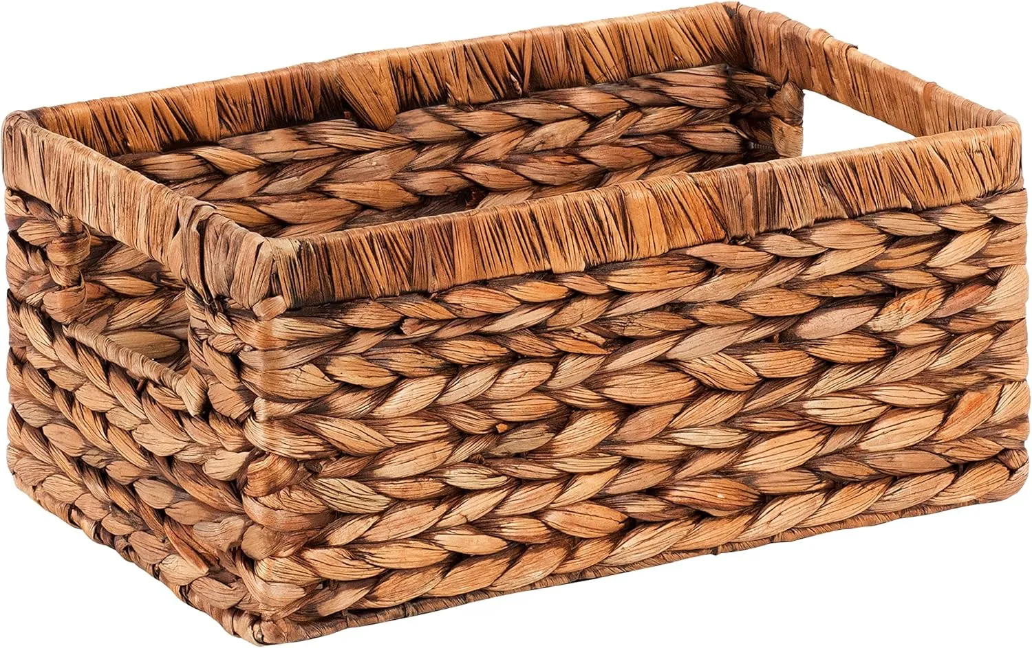 CENBOSS Wicker Baskets (Medium, Brown Wash, 1PC) Rattan Storage Baskets for Shelves, Woven Seagrass Holder