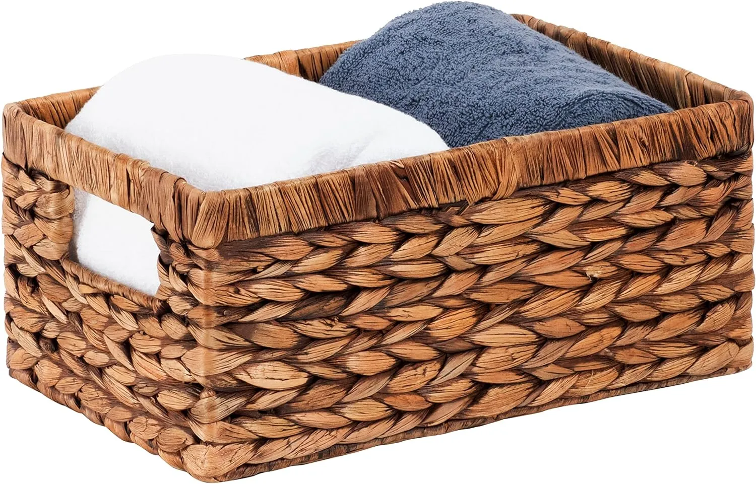 CENBOSS Wicker Baskets (Medium, Brown Wash, 1PC) Rattan Storage Baskets for Shelves, Woven Seagrass Holder