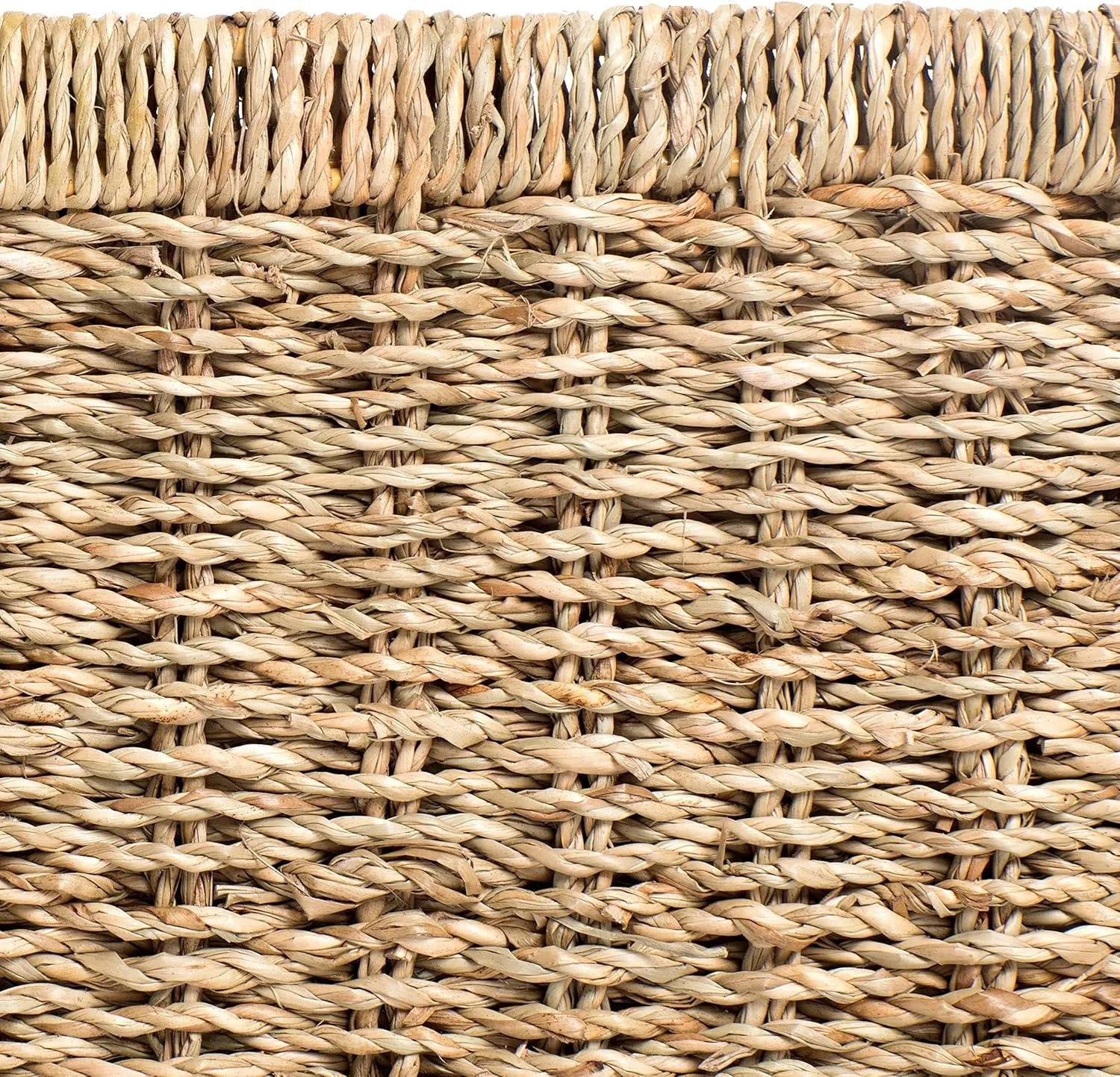 CENBOSS Wicker Baskets (Medium, Seagrass, 1PC) Rattan Storage Baskets for Shelves, Woven Seagrass Holder