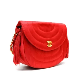 Chanel Red Satin Vintage Evening Crossbody Bag