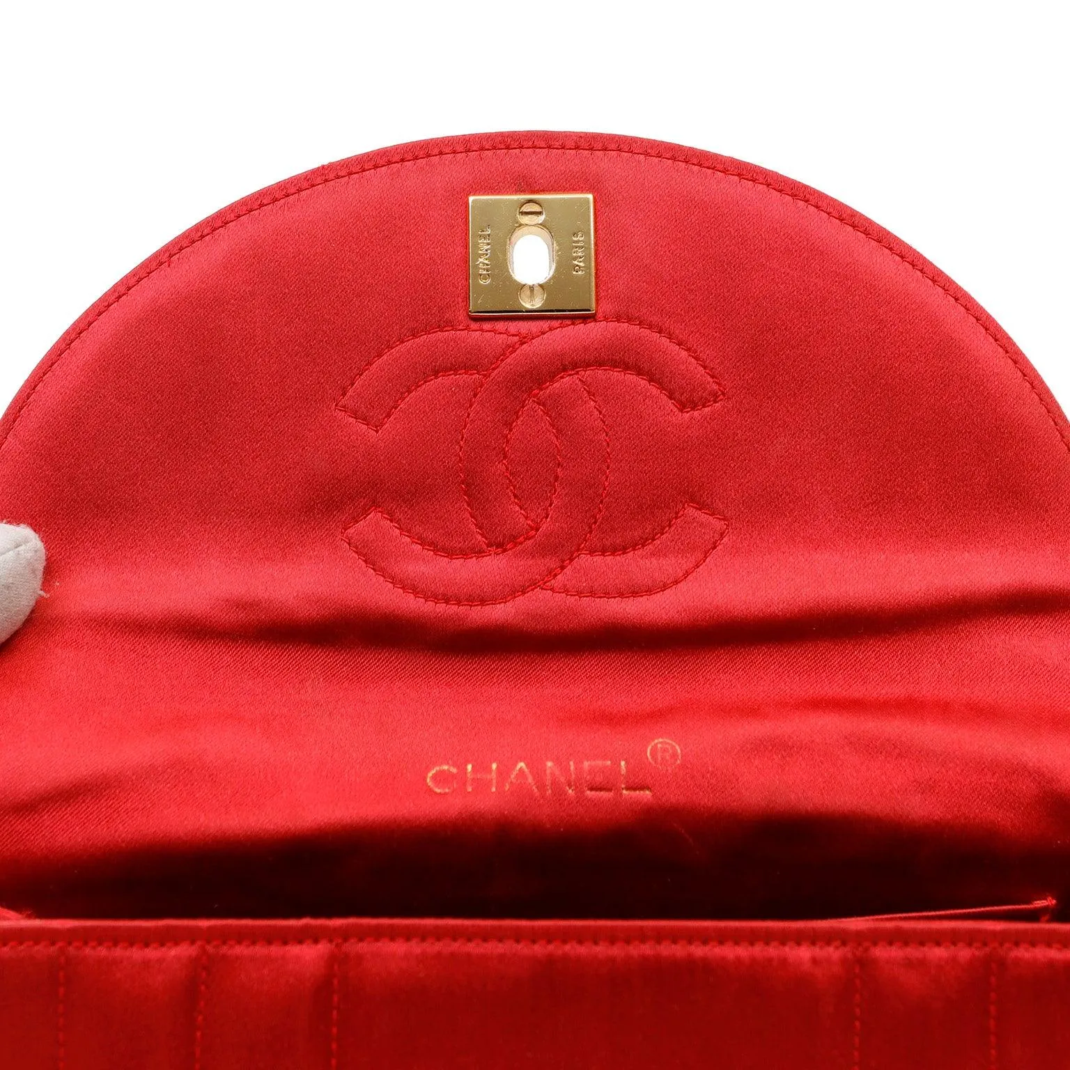 Chanel Red Satin Vintage Evening Crossbody Bag