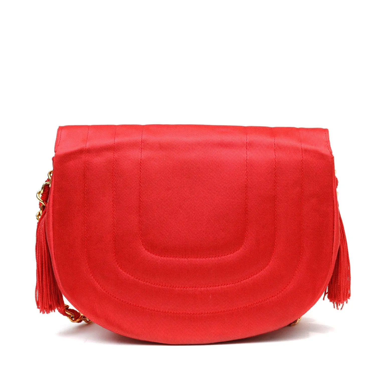 Chanel Red Satin Vintage Evening Crossbody Bag