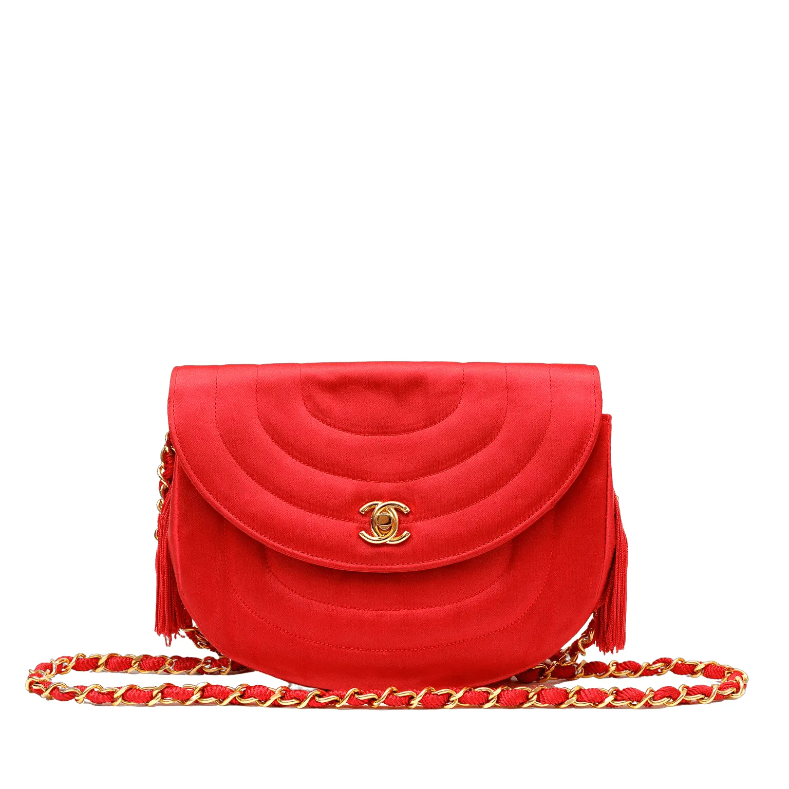 Chanel Red Satin Vintage Evening Crossbody Bag