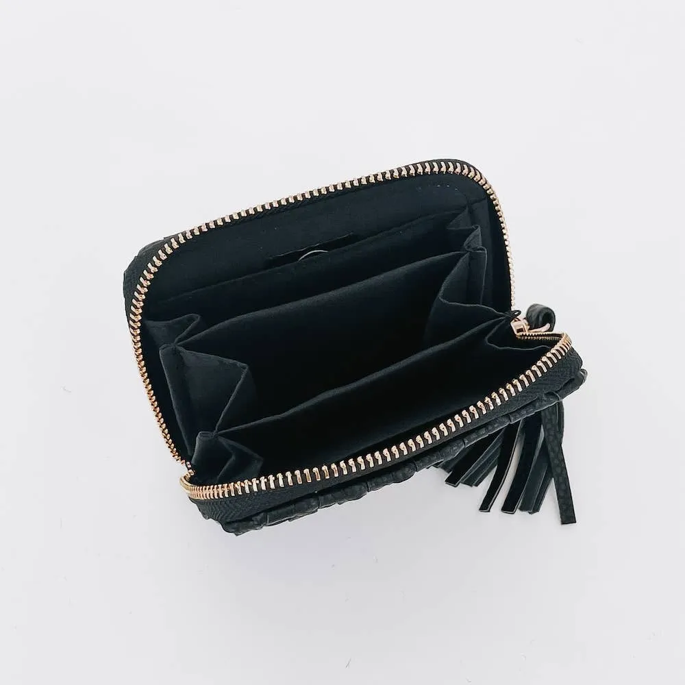 Checkered Black Woven Wallet
