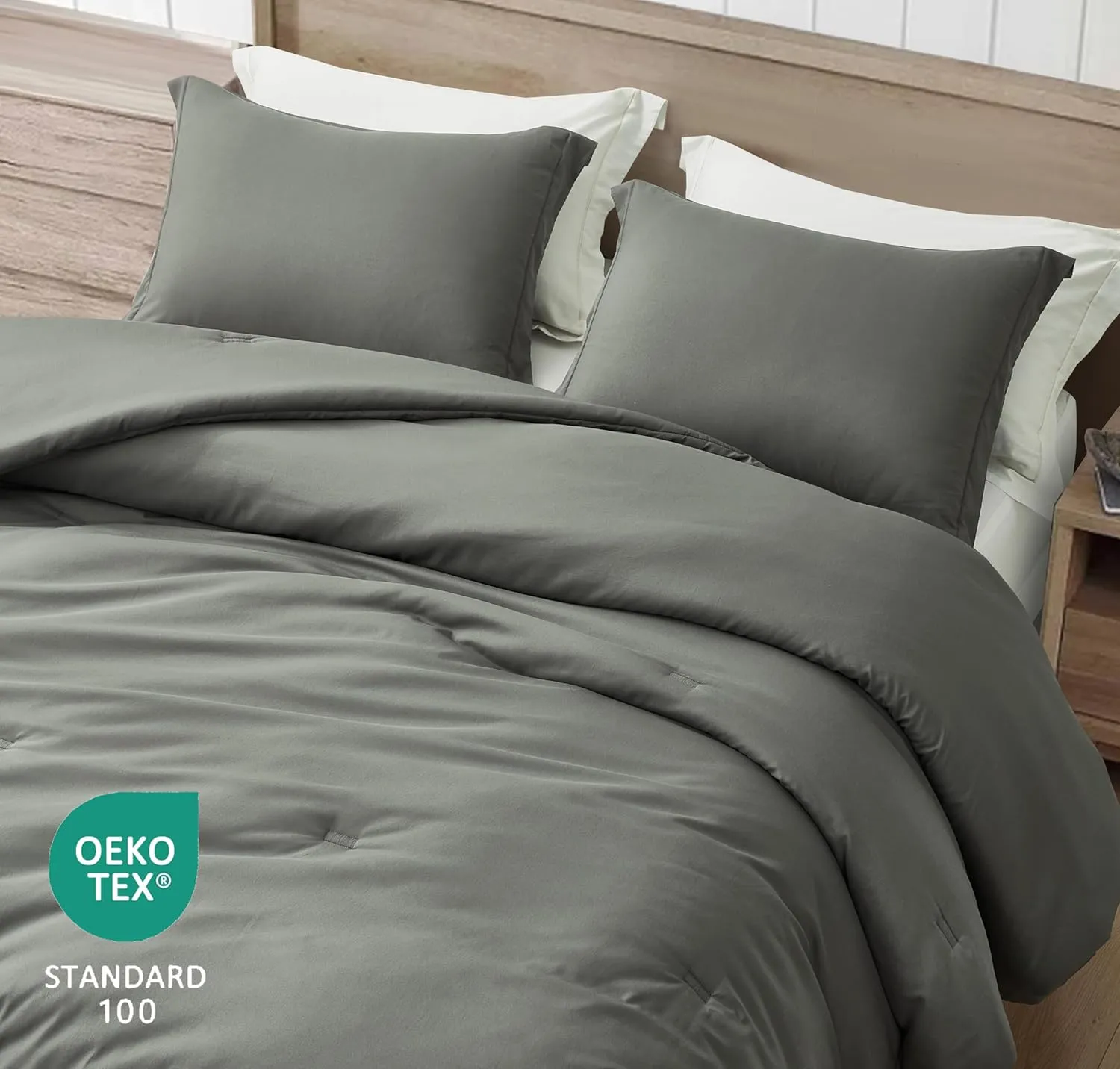 Chezmoi Collection Cliff 3-Piece Lightweight Cooling Comforter Set, Oversized King - Rayon Derived from Bamboo & Polyester Blended, Soft Breathable Bedding for Hot Sleepers, Dark Gray