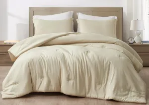 Chezmoi Collection Cliff 3-Piece Lightweight Cooling Comforter Set, Queen- Rayon Derived from Bamboo & Polyester Blended, Soft Breathable Bedding for Hot Sleepers, Sand