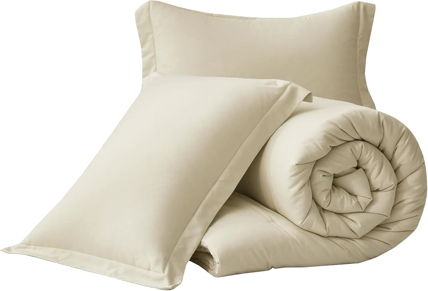 Chezmoi Collection Cliff 3-Piece Lightweight Cooling Comforter Set, Queen- Rayon Derived from Bamboo & Polyester Blended, Soft Breathable Bedding for Hot Sleepers, Sand