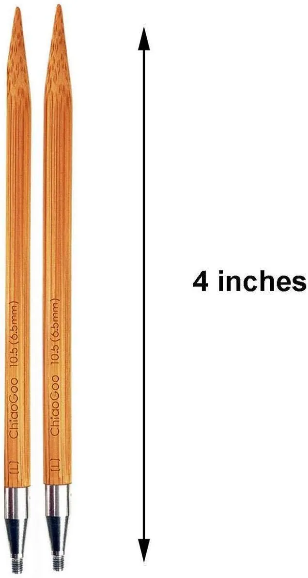 ChiaoGoo Bamboo 4 inch (10cm) Interchangeable Circular Knitting Needle Tips US Size 6 (4mm) 2504-6 with Stitch Holder
