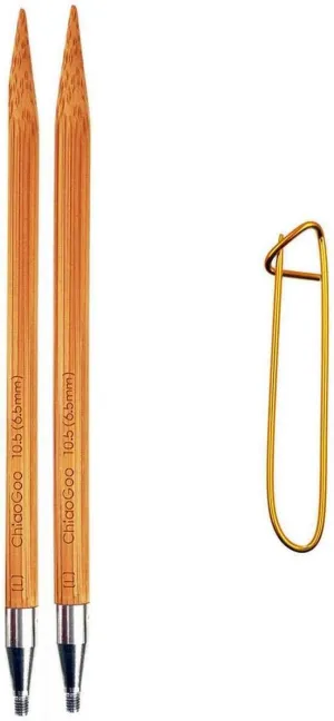 ChiaoGoo Bamboo 4 inch (10cm) Interchangeable Circular Knitting Needle Tips US Size 6 (4mm) 2504-6 with Stitch Holder